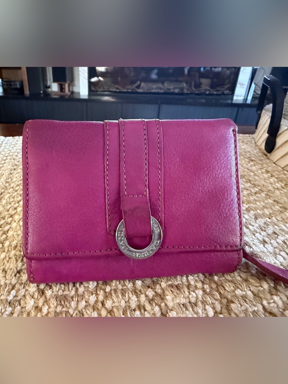 Danier Fuchsia Pink leather trifold women’s wallet